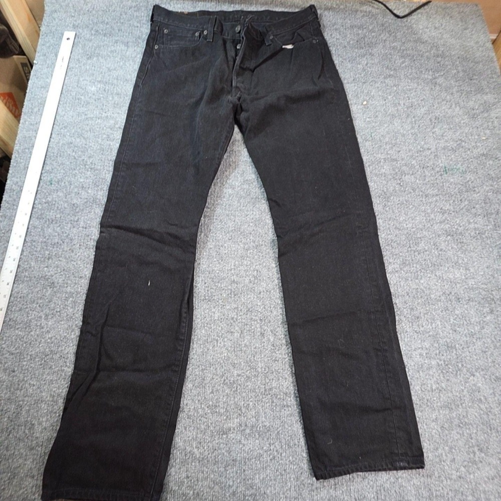 Levis 501 Jeans Mens 36x34 Black Dark Wash Regular Straight Denim Casual Pants